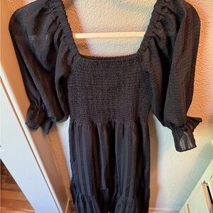 Elegant Black Smocked Dress
